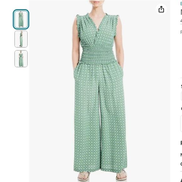 Max Studio | Women's Green Wide Leg Crepe Jumpsuit Size Small - Picture 1 of 9
